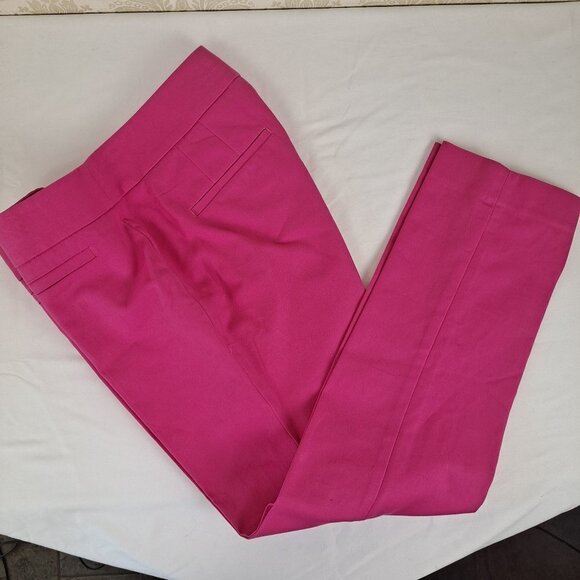 Loft Size 2P Hot Pink Cotton Ankle Length Trousers Front/Back Pockets NWOT - Picture 2 of 12